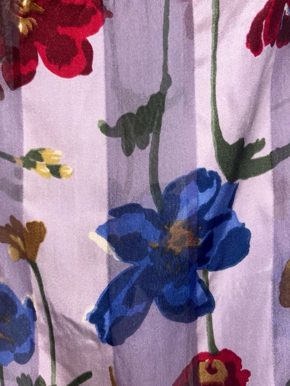 Bill Blass Vintage Floral Oblong Silk Scarf Blue Pink Elegant EUC